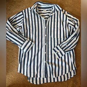 a new day Navy & White Striped Button-Down Shirt